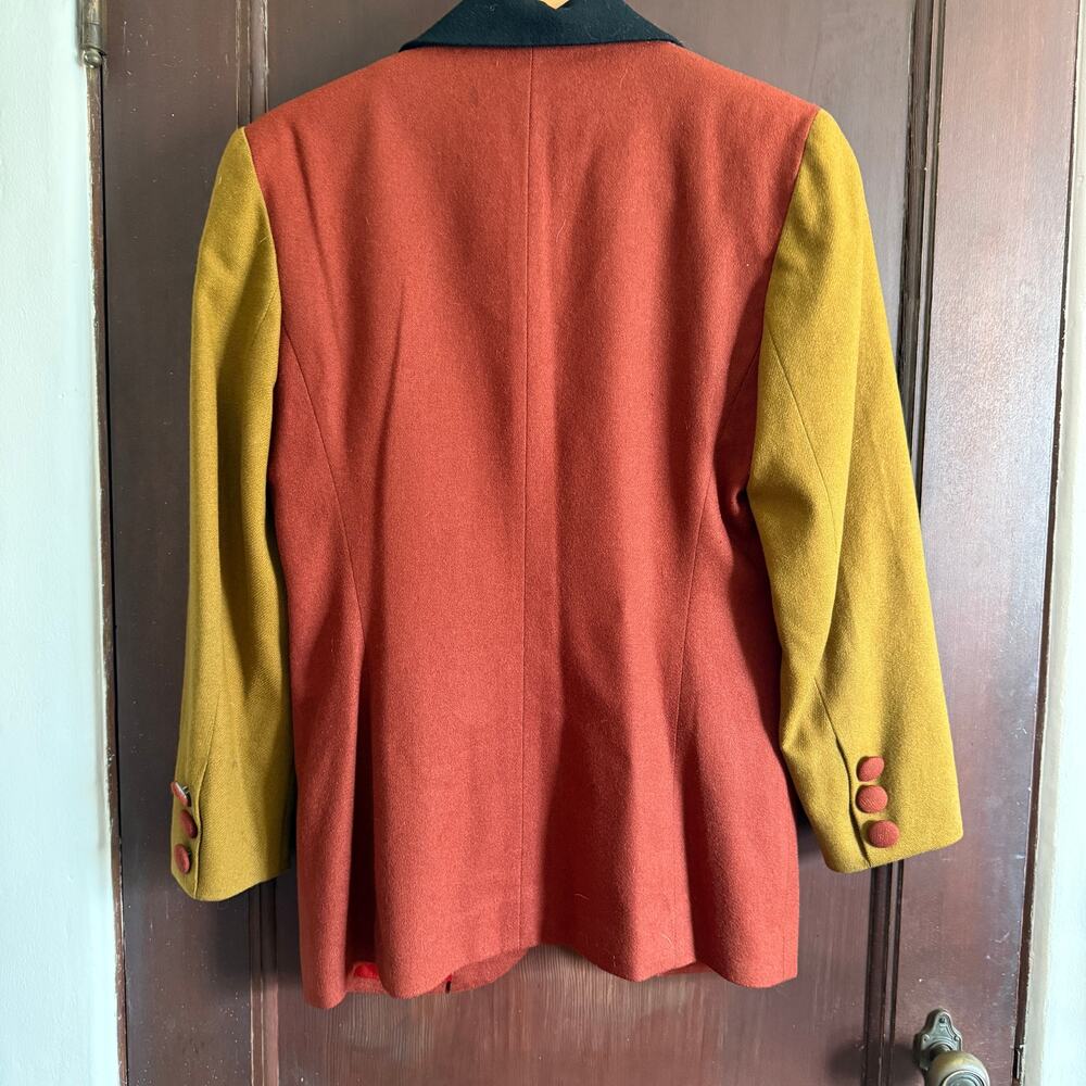 90s Vintage EXPRESS | Rust and Pea Green Color block Blazer Suit Jacket | Small - Picture 2 of 6